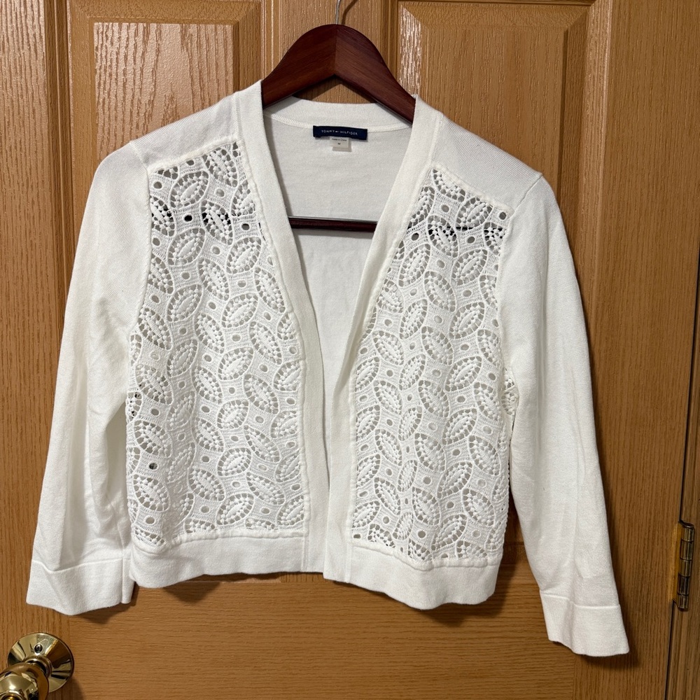 Tommy Hilfiger White Open-Front Cardigan
